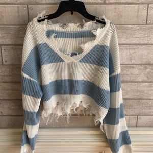 Blue and white sheen sweater